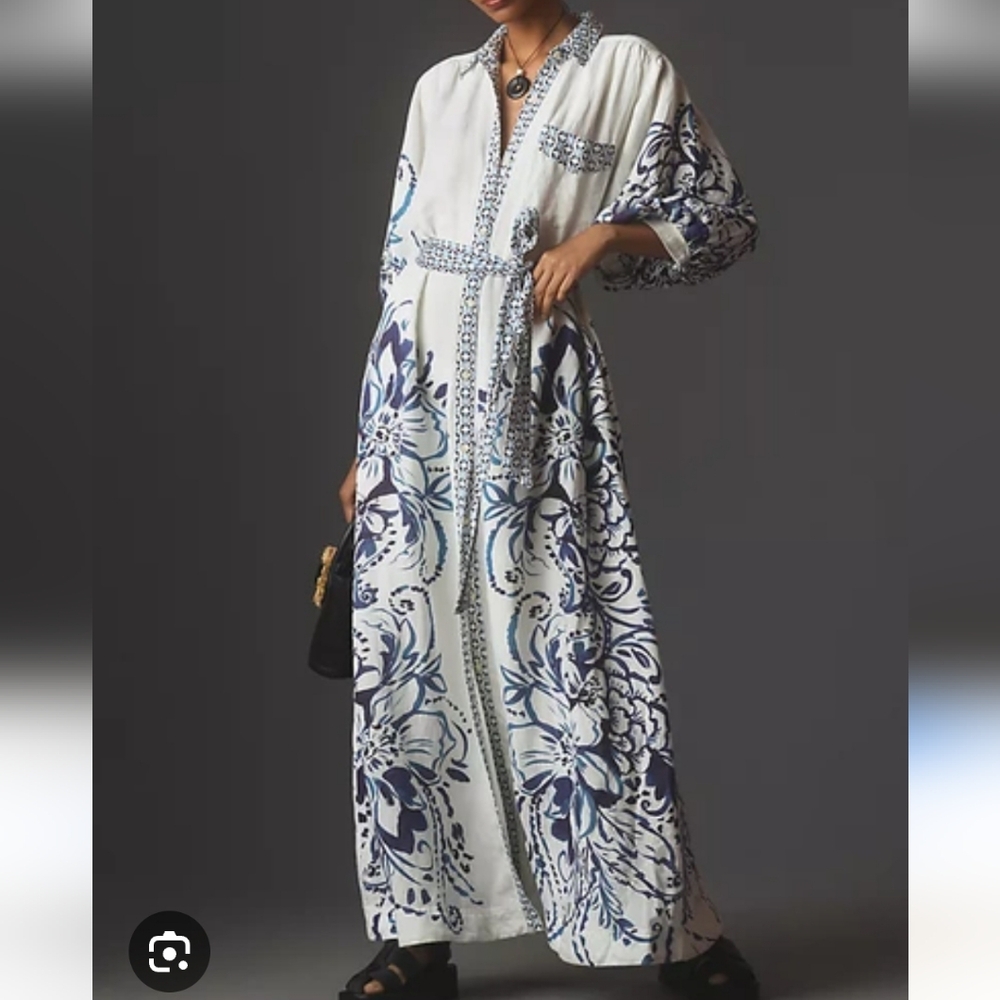 Anthropologie Linen Blend Dress